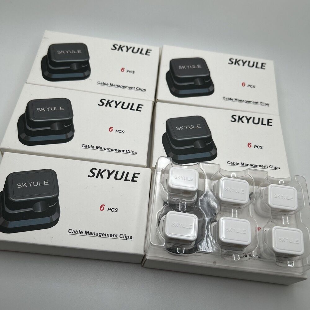 Skyule Cable Management Clips 36 Piece Lot White Reduce Wire Clutter 6 Pack New